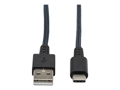 Tripp Lite Heavy Duty USB-A to USB C Charging Sync Cable Android M/M USB 2.0, UHMWPE and Aramid Fibers, Gray, 3 ft. (0.9 m)
