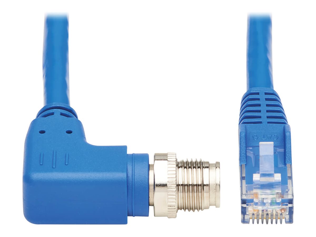 Eaton Tripp Lite Series M12 X-Code Cat6 1G UTP CMR-LP Ethernet Cable (Right-Angle M12 M/RJ45 M), IP68, PoE, Blue, 1 m (3.3 ft.)