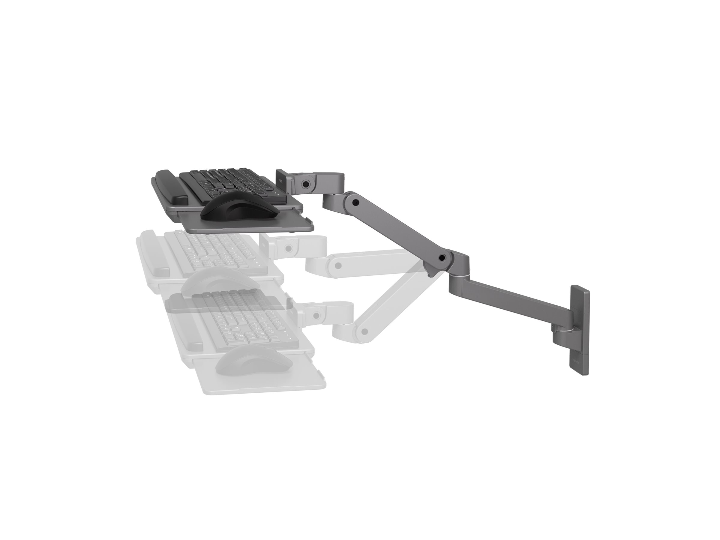 Ergotron LX Pro keyboard/mouse arm mount tray Schematic image Multi-angle 68800