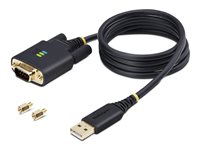 StarTech.com 3ft (1m) USB to Serial Adapter Cable, Interchangeable DB9 Screws/Nuts, COM Retention, USB-A to DB9 RS232, FTDI IC, Level-4 ESD Protection, Windows/macOS/ChromeOS/Linux - Rugged TPE Construction (1P3FFCB-USB-SERIAL) USB / serielkabel 1m Sort