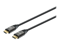 Manhattan HDMI Cable with Ethernet, 8K@60Hz (Ultra High Speed), 1m (Braided), Male to Male, Black, 4K@120Hz, Ultra HD 4k x 2k, Fully Shielded, Gold Plated Contacts, Lifetime Warranty, Polybag