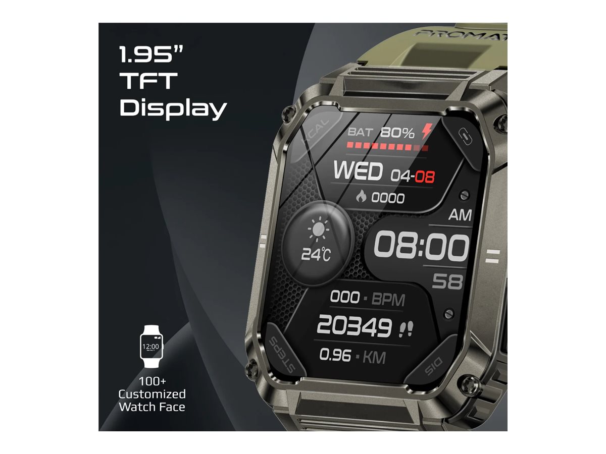 Promate ActivLife XWatch-S19 smart watch with strap 128 MB mid night Product shot Close-up 75551