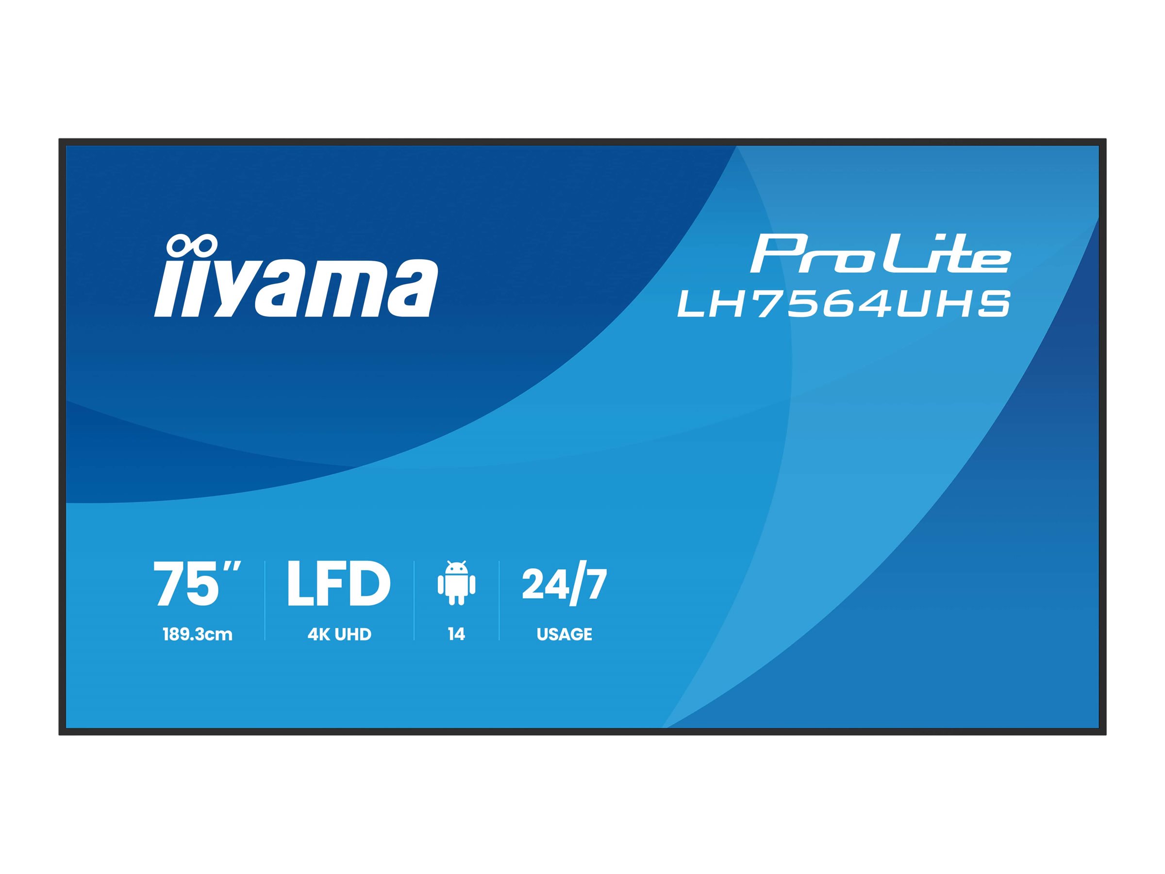Iiyama Prolite Lh7564uhs B1ag 75 Class 745 Viewable Led Backlit Lcd Display 4k For Digital Signage