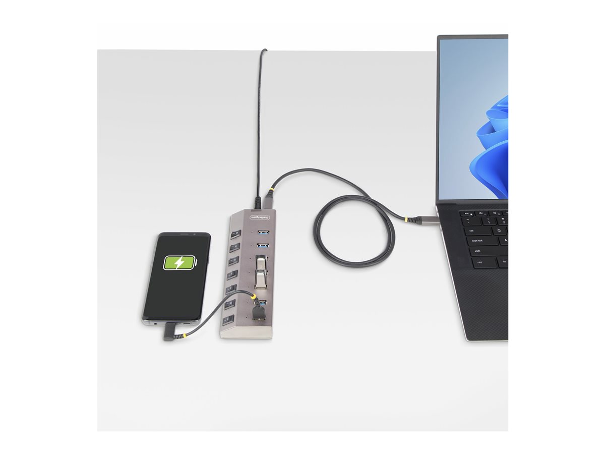 StarTech.com 7-Port Self-Powered USB-C Hub with Individual On/Off Switches, USB 3.0 5Gbps Expansion Hub w/Power Supply, Desktop/Laptop USB-C to USB-A Hub, 7x BC 1.2 (1.5A), USB Type C Hub - USB-C/A Host Cables (5G7AIBS-USB-HUB-EU) - rozbočovač - 7 porty – foto 10