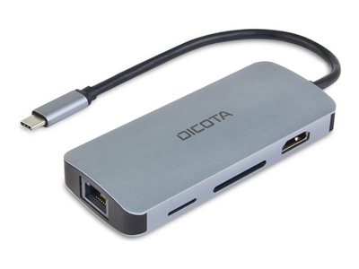 Dicota USB-C 8-in-1 Multi Hub 4K PD 100W silver - D32062