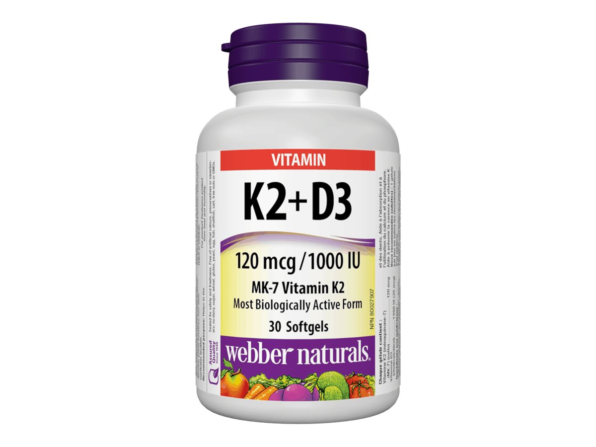 Webber Naturals Vitamin D3 (1000IU) & K2 (120mcg) - 30s