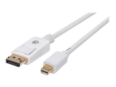 Manhattan Mini DisplayPort 1.2 to DisplayPort Cable, 4K@60Hz, 1m, Male to Male, White, Lifetime Warranty, Polybag