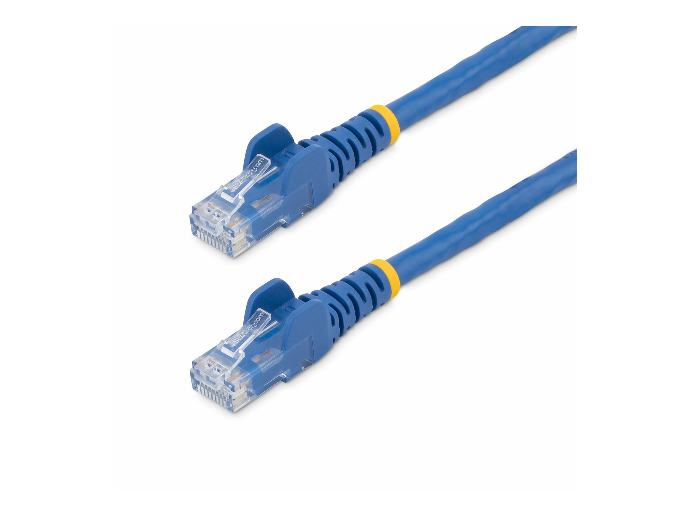 An image of Startech 75ft CAT6 Ethernet Cable, 10 Gigabit Snagless RJ45 650MHz 100W PoE Patch Cord, CAT 6 10GbE UTP Network Cable w/Strain Relief, Blue, Wiring is UL Certified/TIA - Category 6 - 24AWG (N6PATCH75BL) - patch cable - 22.9 m - blue