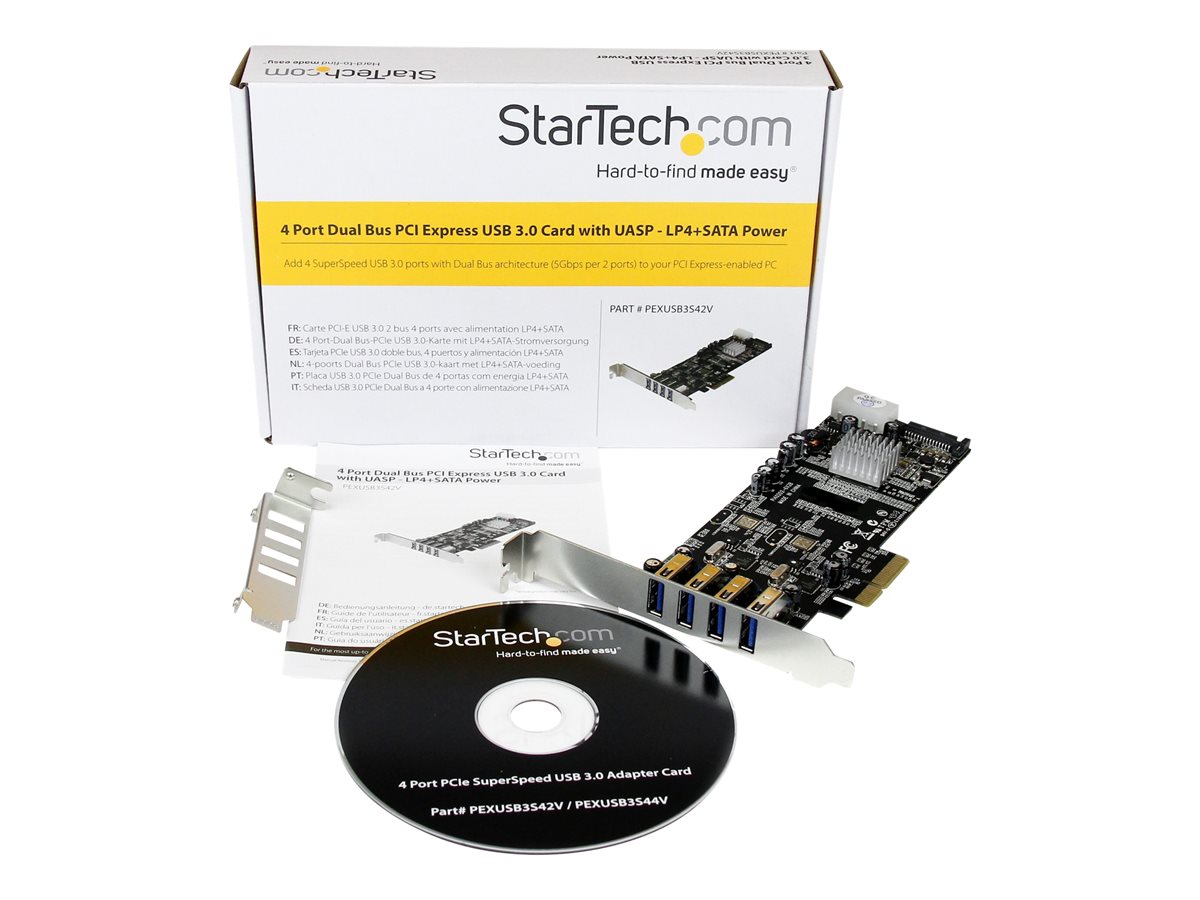 StarTech.com 4-Port USB 3.0 PCI Express Card Adapter - PCIe SuperSpeed USB 3.0 Expansion Card w/ 2 Dedicated 5Gbps Channels (PEXUSB3S42V) - USB adaptér - PCIe x4 - USB 3.0 x 4 – foto 4