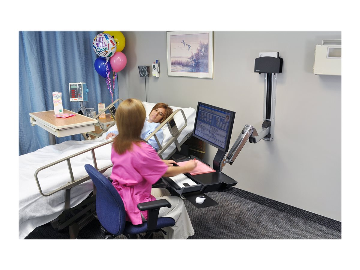 Ergotron StyleView Sit-Stand Combo System with Worksurface montážní sada - pro LCD displej / klávesnice / myš / skener čárových kódů / CPU - malý držák CPU - leštěný hliník – foto 6