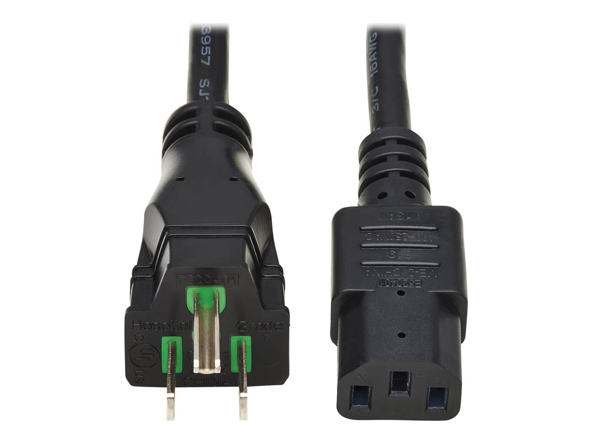 Eaton Tripp Lite Series Safe-IT Antibacterial Hospital-Grade Power Cord, 5-15P to C13