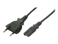 2direct Europlug (strøm CEE 7/16) (male) - Strøm IEC 60320 C7 Sort 1.8m Strømkabel
