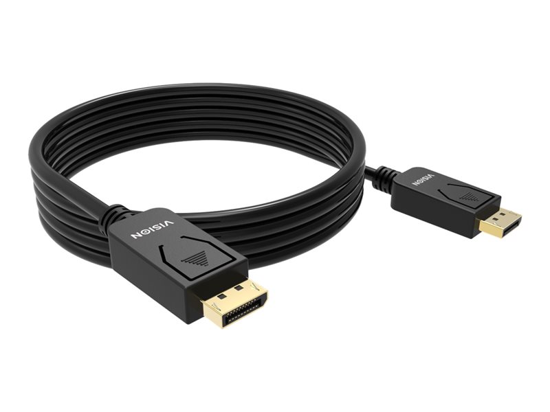 VISION Professional installationstaugliches DisplayPort-Kabel - 30 JAHRE GARANTIE - Version 1.2 4K - Gold-Steckverbinder - unterstützt 1 Mbit/s bidirektionales AUX-Kanal und Hotplug - DP (M) zu DP (M) - Außendurchmesser 7,3 mm - 28 AWG - 2 m - Schwar
