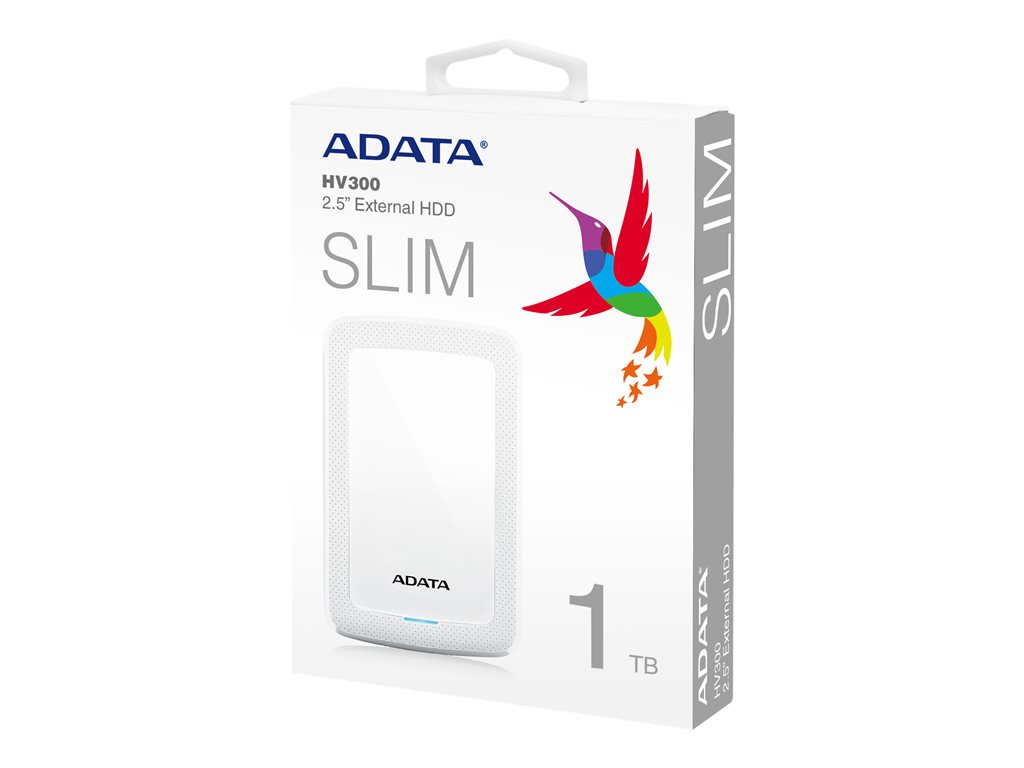 ADATA external HDD 1TB 2,5'' USB 3.1 HV300, biały