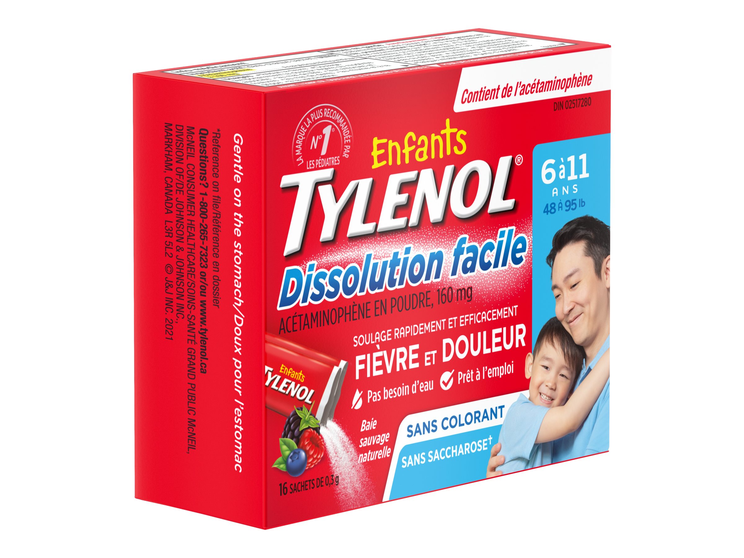 Tylenol* Easy Dissolve Pain Relief Acetaminophen Powder - Wild Berry - 16s