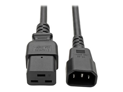 Tripp Lite 2ft Power Cord Extension Cable C19 to C14 Heavy Duty 15A 14AWG 2'