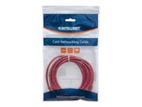 Intellinet Network Patch Cable, Cat6, 3m, Red, CCA, U/UTP, PVC, RJ45, Gold Plated Contacts, Snagless, Booted, Lifetime Warranty, Polybag - patch cable - red