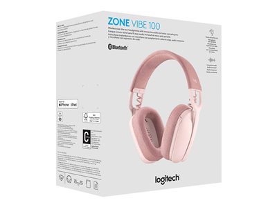 Logitech Zone Vibe 100 Lightweight Wireless Over Ear Headphones with Noise  Canceling Microphone, Advanced Multipoint Bluetooth Headset, Works with  Teams, Google Meet, Zoom, Mac/PC - Graphite 