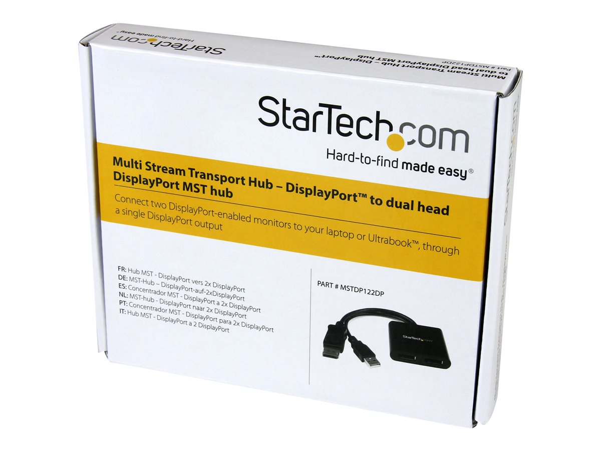 StarTech.com 2-Port Multi Monitor Adapter, DisplayPort 1.2 MST Hub, Dual 4K 30Hz or 1080p, USB Bus Powered, Video Splitter for Extended Desktop Mode on Windows Only, DP to 2x DP MST Hub - Multi Stream Transport (MSTDP122DP) - separátor video - 2 porty – foto 3