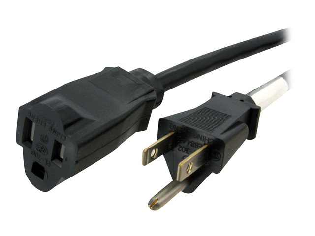 StarTech.com 25ft (7.6m) Power Extension Cord, NEMA 5-15R to NEMA 5-15P Black Extension Cord, 13A 125V, 16AWG, Outlet Extension Power Cable, NEMA 5-15R to NEMA 5-15P AC Computer Power Cord - UL Listed