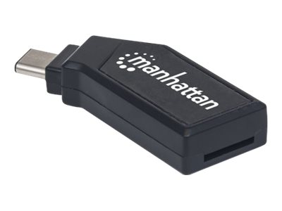 Manhattan USB-C Mini Multi-Card Reader/Writer, 480 Mbps, 24-in-1, Windows or Mac, Black, Blister