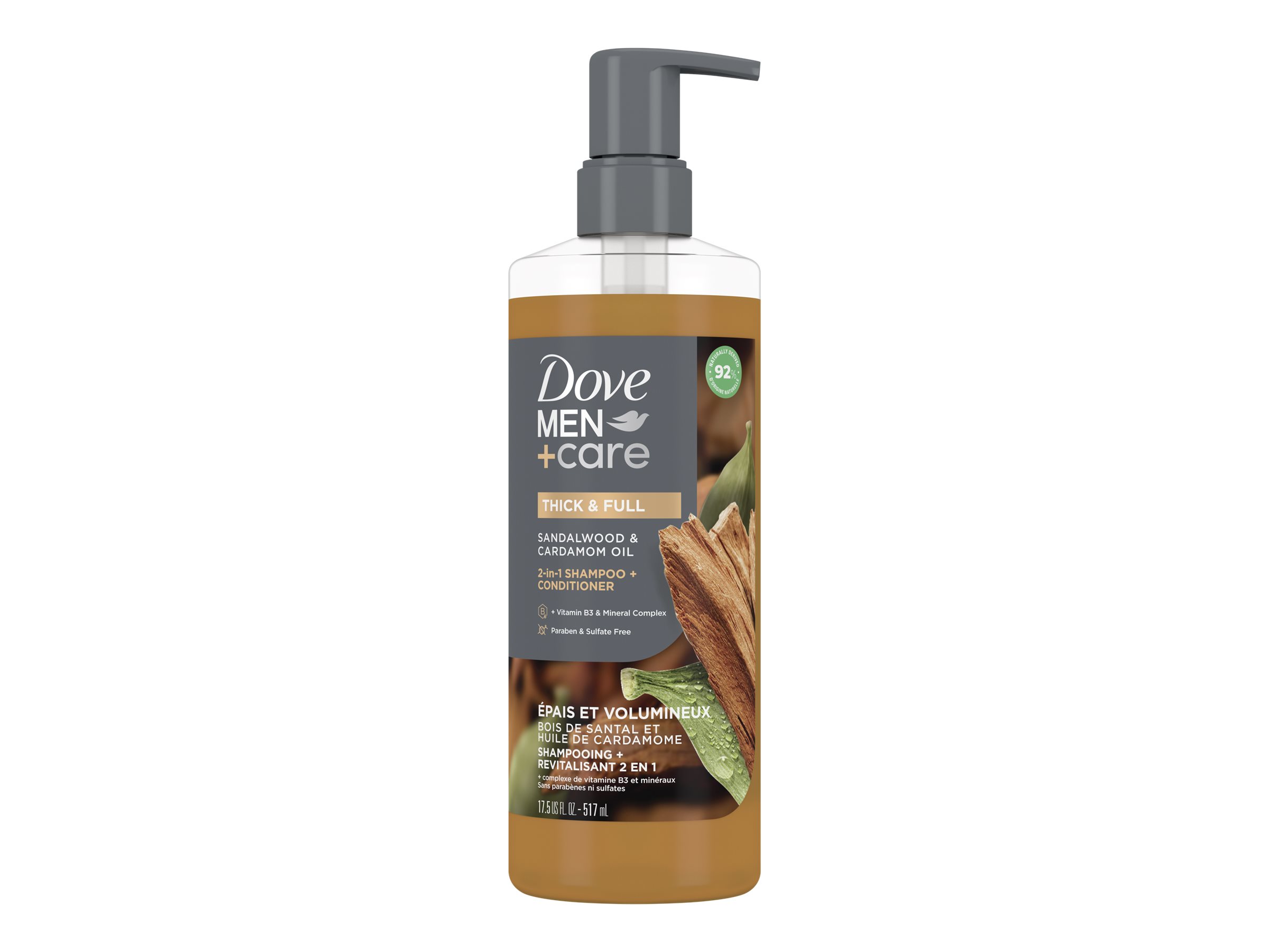 Dove Men+Care Thick & Full Shampoo/Conditioner - Sandalwood & Cardamom Oil - 518ml