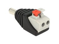 DeLOCK 2 pins terminalblok (male) - Strøm DC jackstik 5,5 mm (ID: 2,1 mm) (male) Strømforsyningsadapter