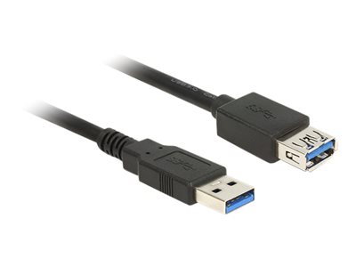 DELOCK USB Verl. USB3.0 A -> A St/Bu 1.00m schwarz - 85054
