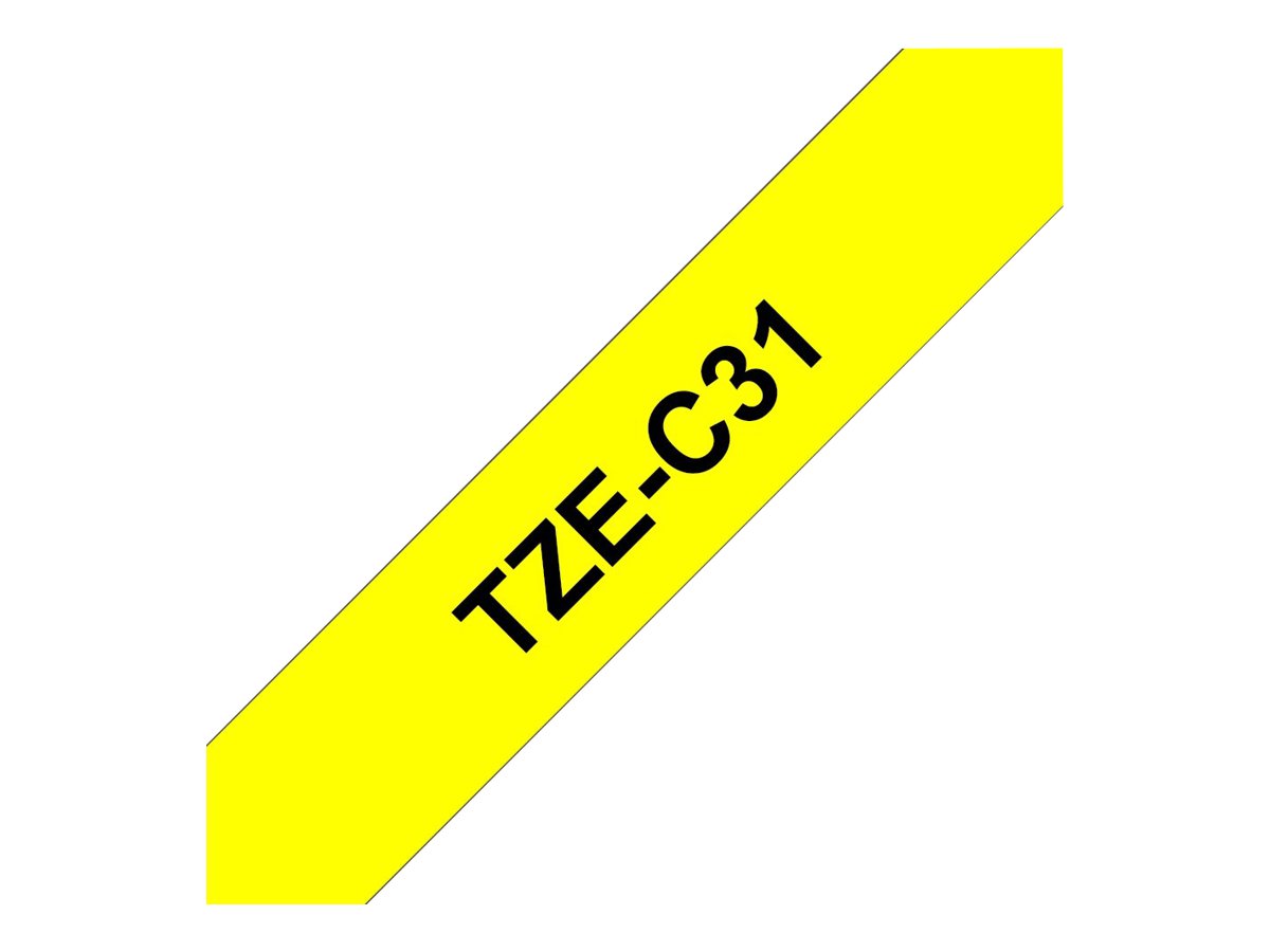 Ruban TZ laminé 12mm noir / jaune fluo
