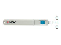 Kit bloqueur de port USB Type C avec clé et 4 verrous, bleu