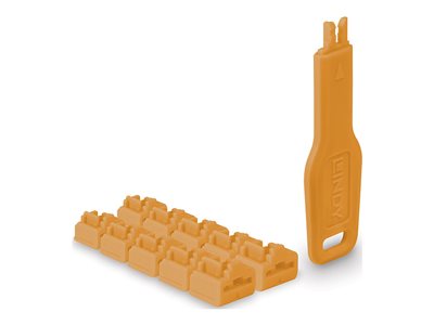 LINDY RJ45 Port Schlösser Orange, 10 Stck + 1 Schlüssel - 47897