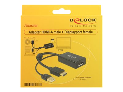DELOCK HDMI Adapter A -> Displayport St/Bu +USB Strom 4K