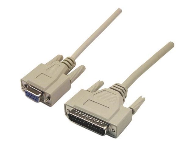 Dynamix null modem cable DB-9 to DB-25 2 Product shot Right-angle 79400