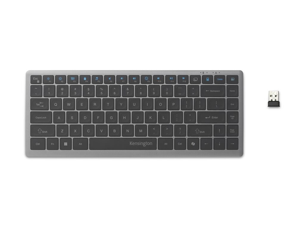 Kensington KB435 EQ keyboard multi-device rechargeable compact space grey Input Product shot Front 79650