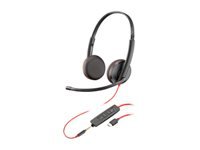HP Poly Blackwire C3225 - Blackwire 3200 Series - headset - on-ear - wired - USB-C, 3.5 mm jack - black - Skype Certified, Cisco Jabber Certified, Avaya Certified