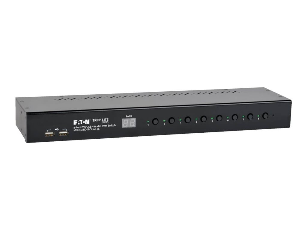 Tripp Lite 8-Port Rackmount DVI/USB KVM Switch w/ Audio & 2-Port USB Hub 1U