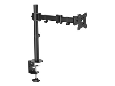 StarTech.com Desk Mount Monitor Arm for up to 34" VESA Compatible Displays, Articulating Pole Mount with Single Monitor Arm, Ergonomic Height Adjustable, Desk Clamp or Grommet, Black