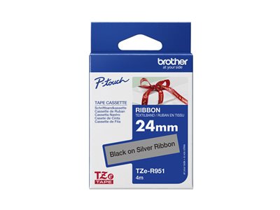 TZe-R951 - Satin - black on silver - Roll (2.4 cm 