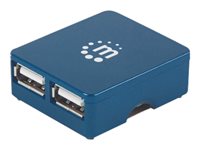 Manhattan USB-A 4-Port Micro Hub, 4x USB-A Ports, 480 Mbps (USB 2.0), Bus Power, Hi-Speed USB, Blue, Three Year Warranty, Blister Hub 4 porte USB
