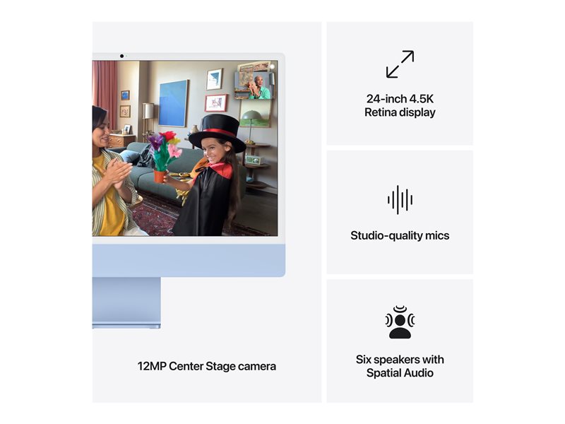 Apple iMac 24" 4,5K - M4 - 16 Go - 256 Go SSD - franais - bleu