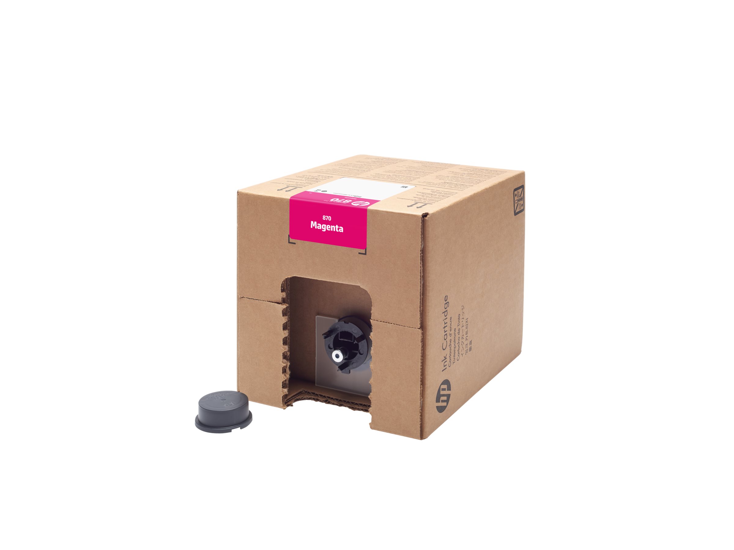 HP 870 magenta original PageWide XL Pro ink Product shot Right-angle 80000
