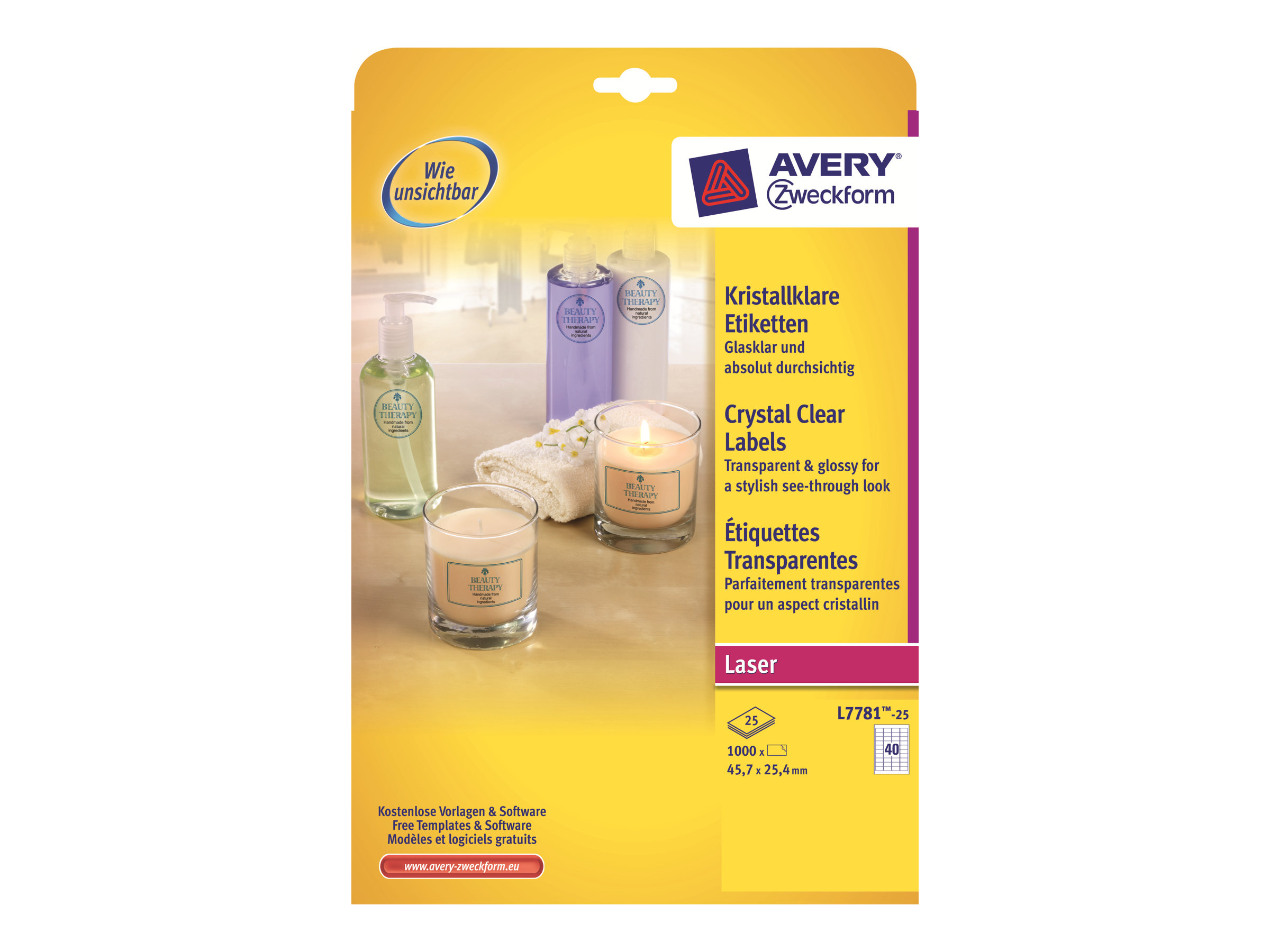 Avery L7781 Transparent Polyester Labels 1000 Labels 254 X 457 Mm
