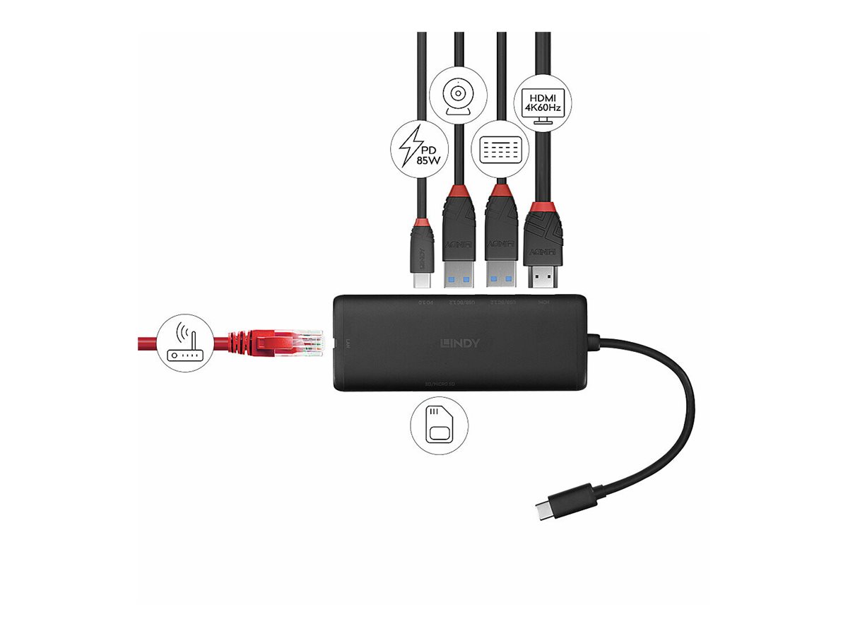 An image of LINDY - docking station - USB-C 3.2 Gen 1 - HDMI - 1GbE