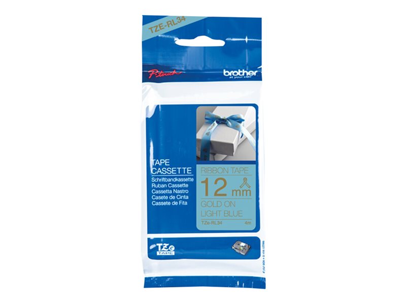 Ruban TZERL34 12mm or / bleu  tissu non adhésif