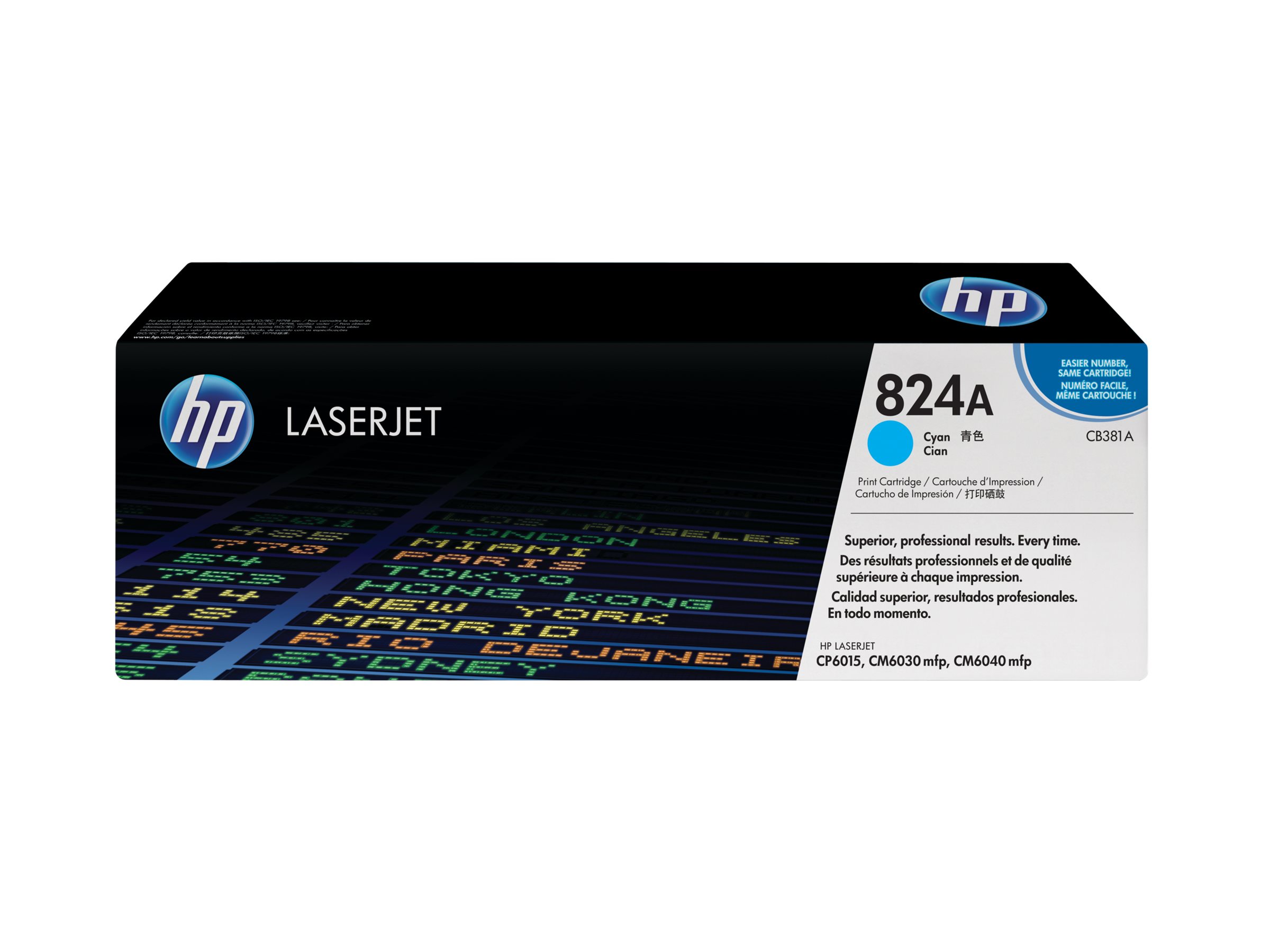 HP 824A cyan original LaserJet toner cartridge Product shot Front 79952