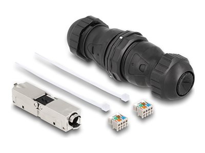 DELOCK Kabelverbinder LSA zu LSA Cat.6A IP68 wasserfest sw