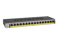 NETGEAR GS116LP - Switch - 16 x 10/100/1000 (PoE+) - desktop, rack-mountable, wall-mountable - PoE+ (76 W) - DC power