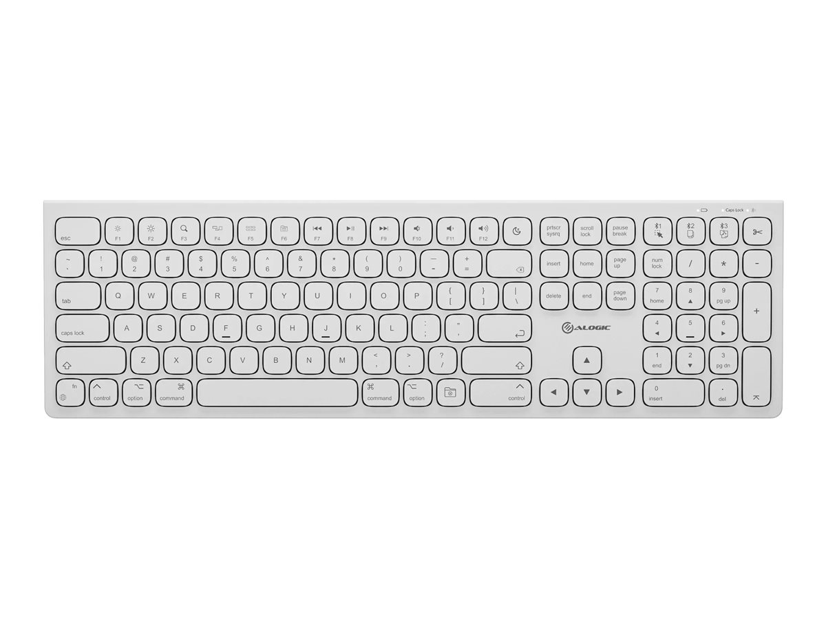 ALOGIC Echelon keyboard rechargeable full size white Input Usage / lifestyle Front 72785