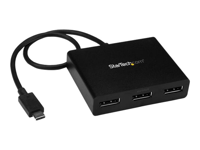 StarTech.com 3 Port Multi Monitor Adapter USB-C to 3x DisplayPort 1.2 Video Splitter USB Type-C to DP MST Hub, Dual 4K 30Hz or Triple 1080p, Compatible with Thunderbolt 3, Windows Only