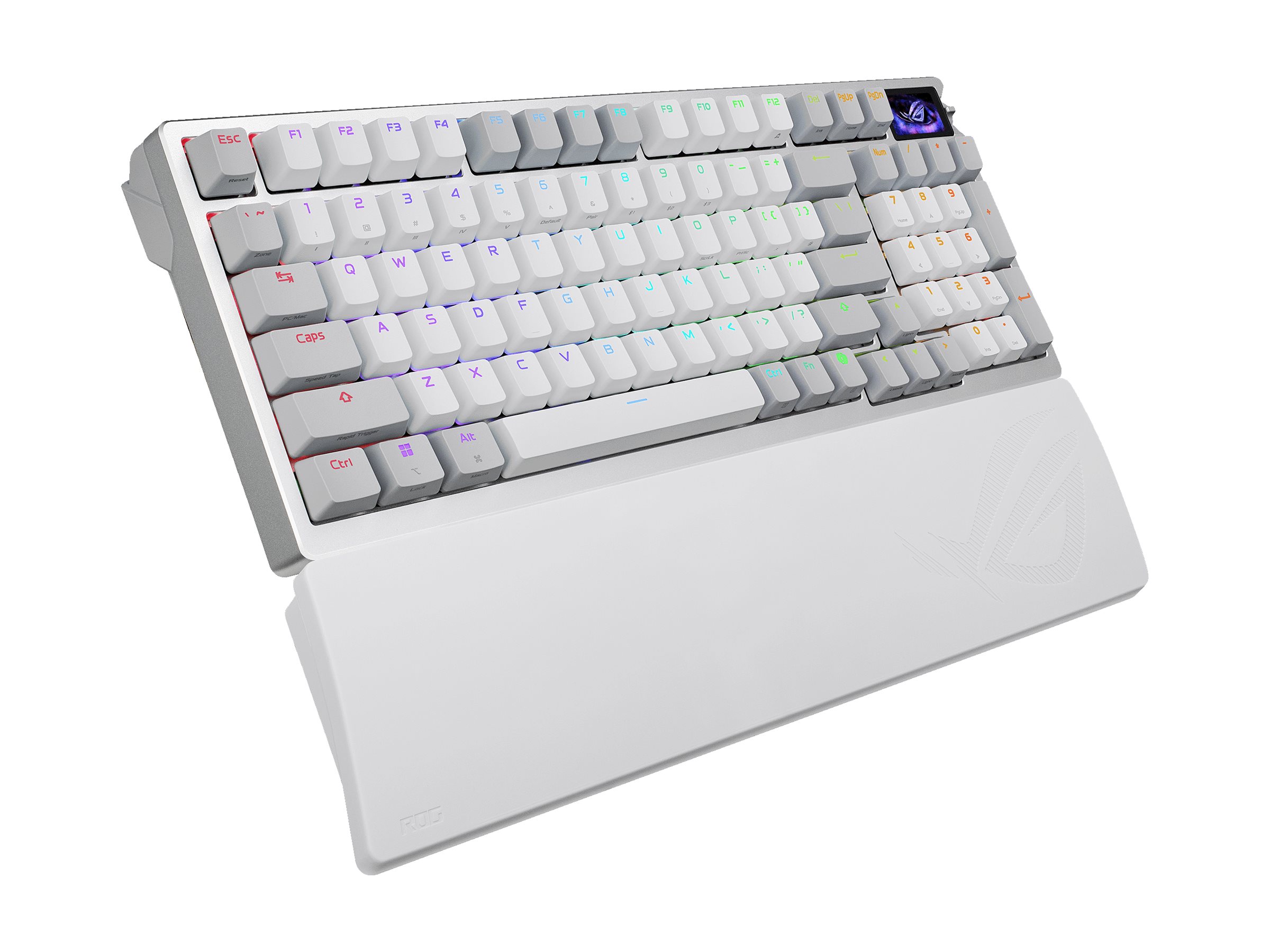 ASUS ROG Azoth 96 HE Lite keyboard Hall Effect 96% compact with OLED display knob white Product shot Front 79950